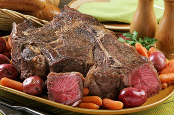 a beef roast or baron of beef
