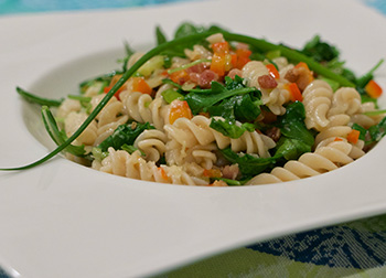 Fusilli with Bacon and Arugula recipe from Dr. Gourmet