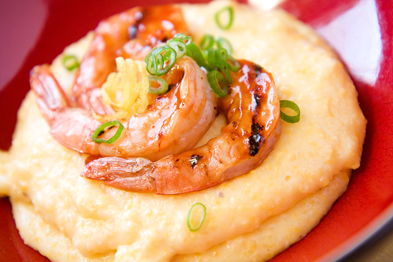 Barbecue Shrimp with Cheese Grits, healthy recipes from Dr. Gourmet