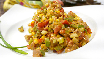 Spicy Corn and Chicken Salad recipe from Dr. Gourmet