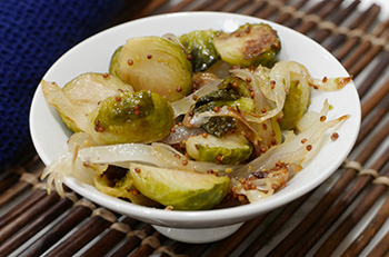 Roasted Brussels Sprouts with Honey Mustard Sauce recipe from Dr. Gourmet