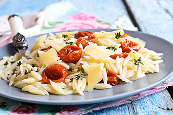 a pasta salad made with orzo pasta