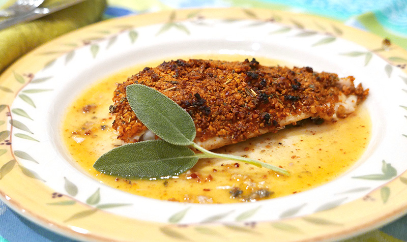GERD-safe Pecan Crusted Trout recipe from Dr. Gourmet