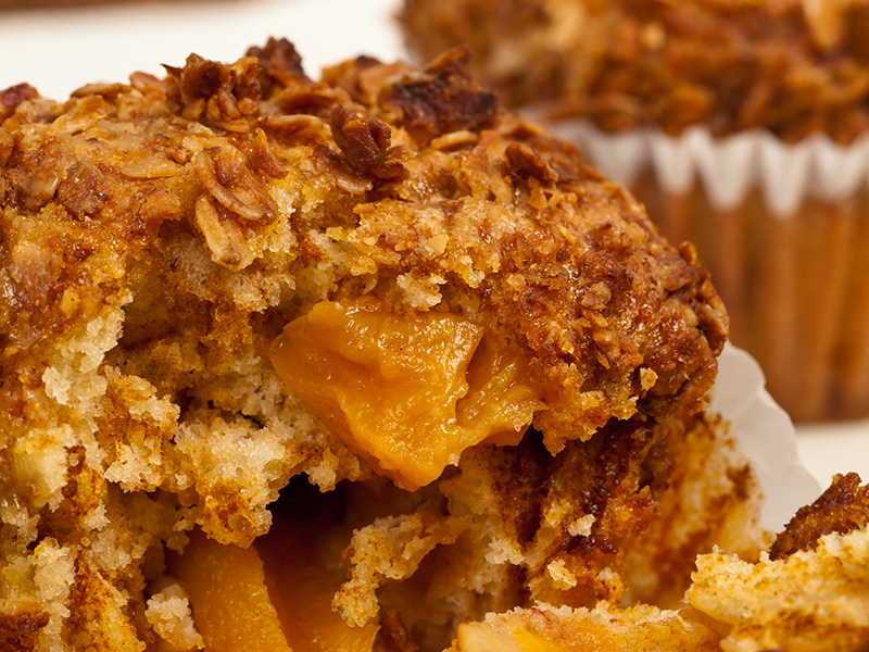 Pecan Peach Muffins recipe from Dr. Gourmet