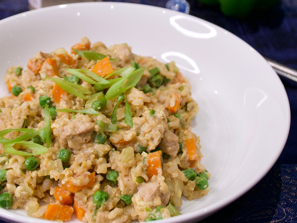 Five Spice Pork Fried Rice recipe from Dr. Gourmet