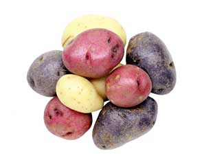 Round Red Potatoes, Round White Potates and Purple Potatoes