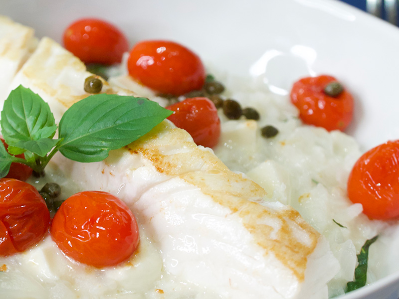 Risotto Caprese with Whitefish recipe from Dr. Gourmet
