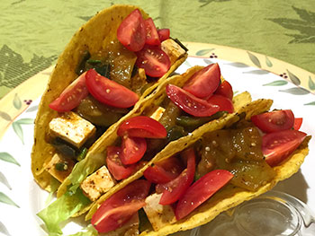 Healthy Tomatillo Tofu Tacos from Dr. Gourmet
