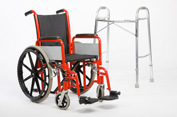 a wheelchair and a walker