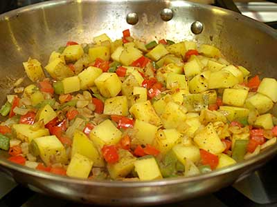 The Home Fries are done when the potatoes are tender.