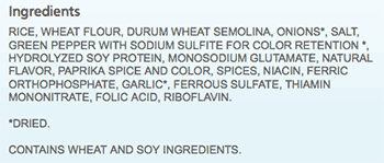 Ingredient information for Rice-A-Roni Spanish Rice