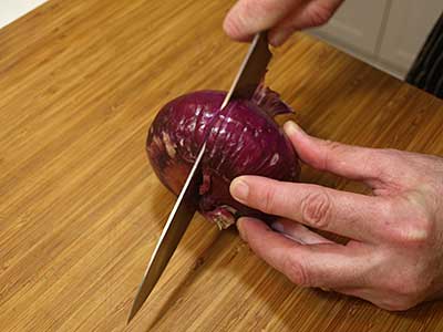 slice the onion in half
