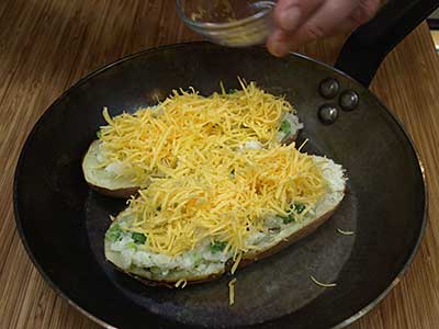More finely grated cheese is best because it will melt more quickly and evenly.