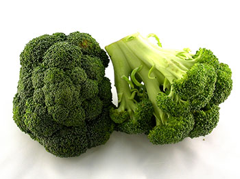 two large clusters of broccoli