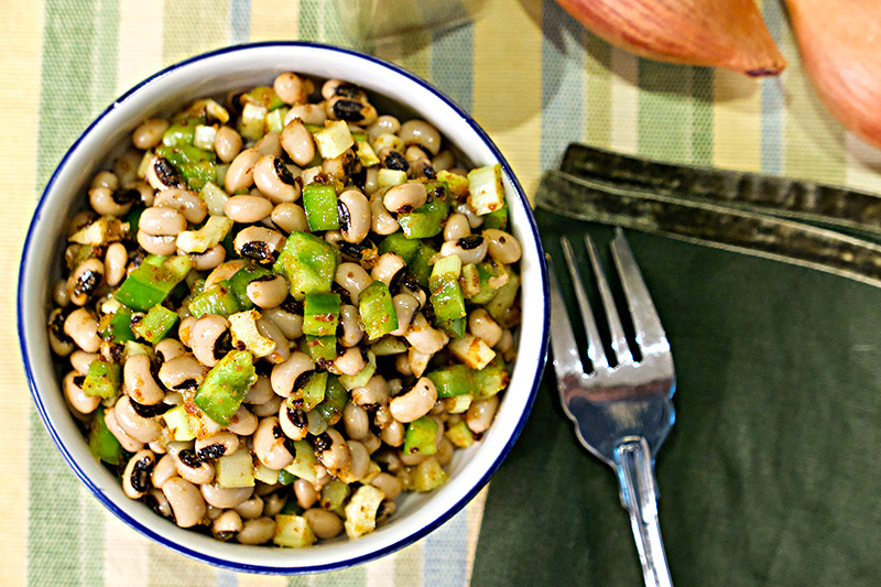 Cajun Black Eyed Pea Salad - vegetables are good sources of flavonoids and black eyed peas are good sources of vegetable protein