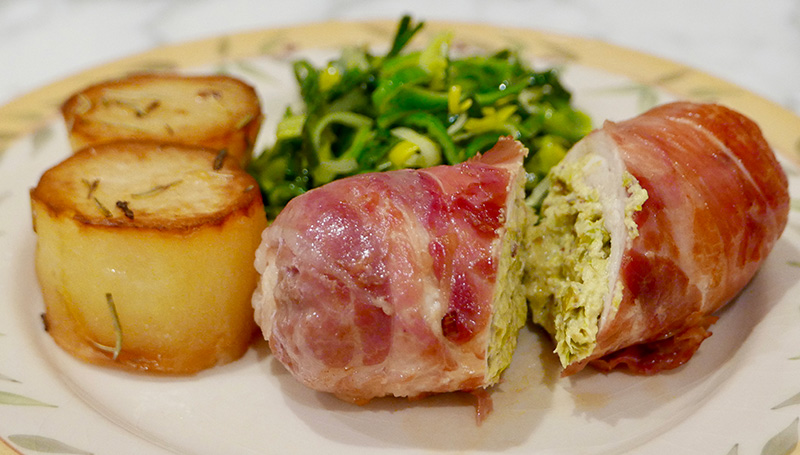 Chicken Ballotine with Leek and Pistachio recipe from Dr. Gourmet