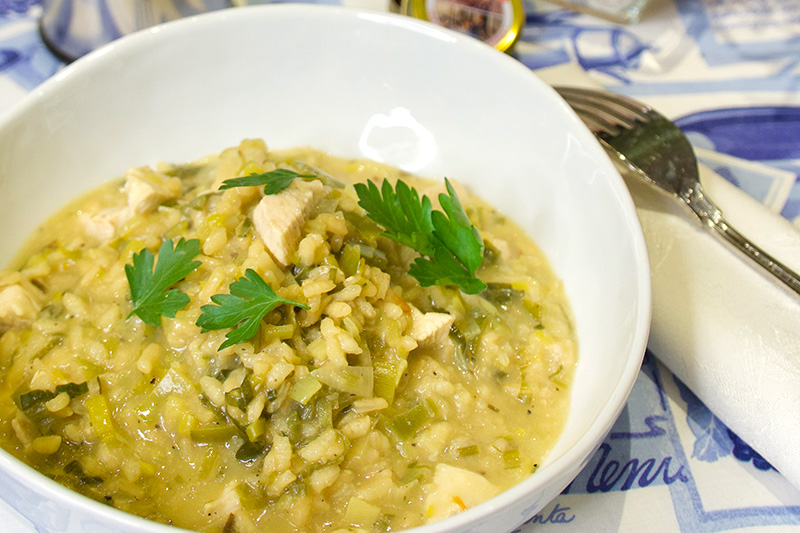 Chicken Leek Risotto recipe from Dr. Gourmet