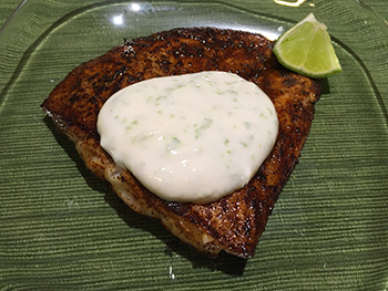 Chili Spiced Fish with Lime Cream recipe by Dr. Gourmet