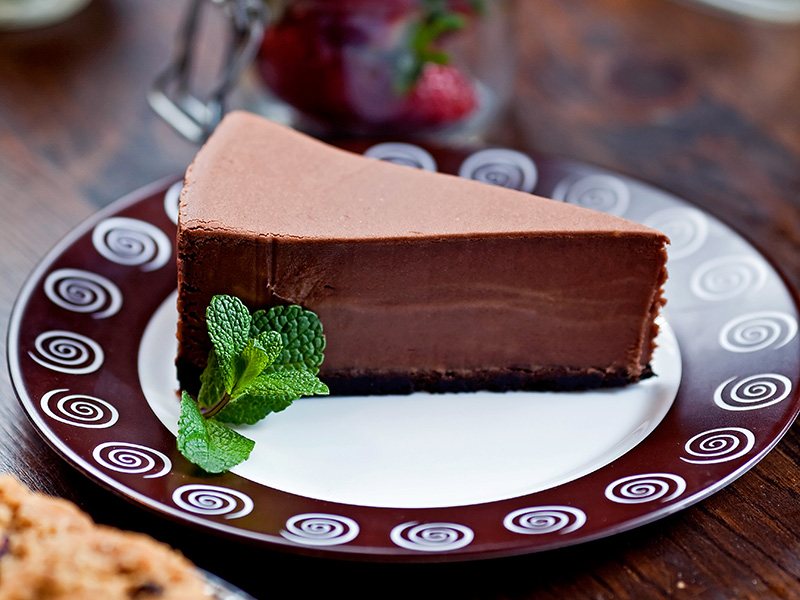 Chocolate Cheesecake recipe with fewer calories and less fat than a KitKat bar - from Dr. Gourmet