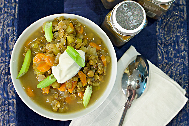 Curried Lentil Soup recipe from Dr. Gourmet