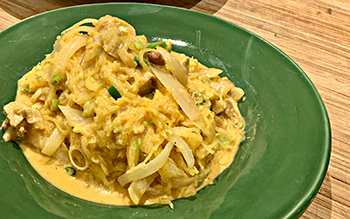 Curried Spaghetti Squash with Chicken recipe from Dr. Gourmet