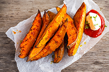 Curried Sweet Potato Fries, an easy, healthy recipe from Dr. Gourmet