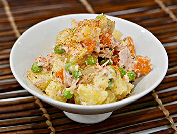 Ensalada Rusa, or Tuna Potato Salad, an easy, healthy recipe from Dr. Gourmet