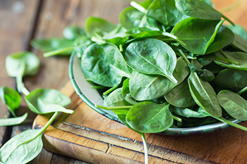 fresh spinach - spinach is a good source of folic acid
