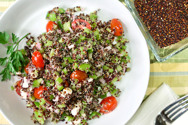 Greek Quinoa Salad recipe from Dr. Gourmet