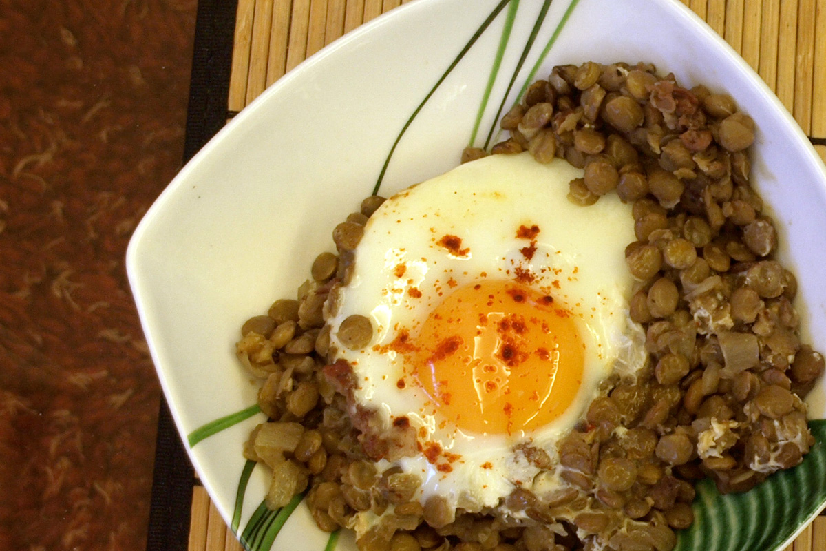 Lentils and Eggs, a GERD-friendly recipe from Dr. Gourmet