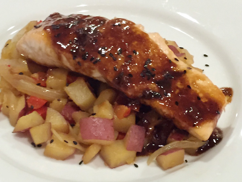 Miso Salmon with Asian Hash Browns, from Dr. Gourmet
