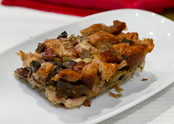 Holiday Sausage and Mushroom Stuffing recipe from Dr. Gourmet