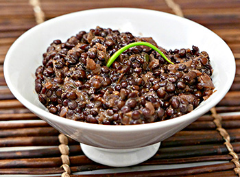 Mustard Lentils, an easy healthy side dish recipe from Dr. Gourmet