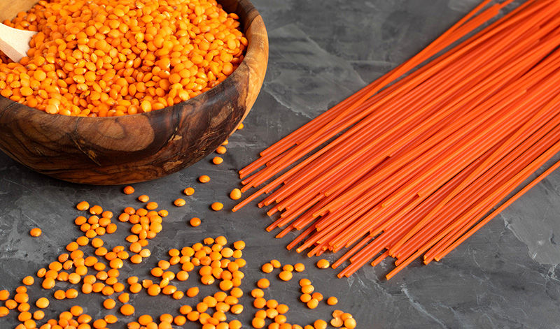 orange lentils, which are not only legumes but are high in fiber
