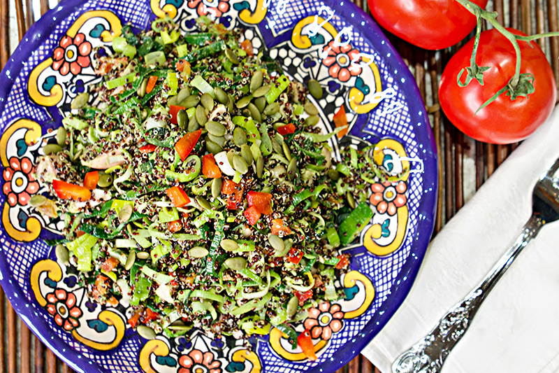 Quinoa Salad with Chicken and Peruvian Green Sauce recipe from Dr. Gourmet