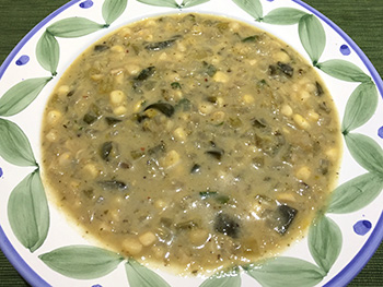 Poblano Corn Chowder recipe from Dr. Gourmet