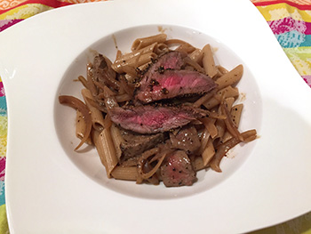 Steak au Poivre with Penne recipe from Dr. Gourmet