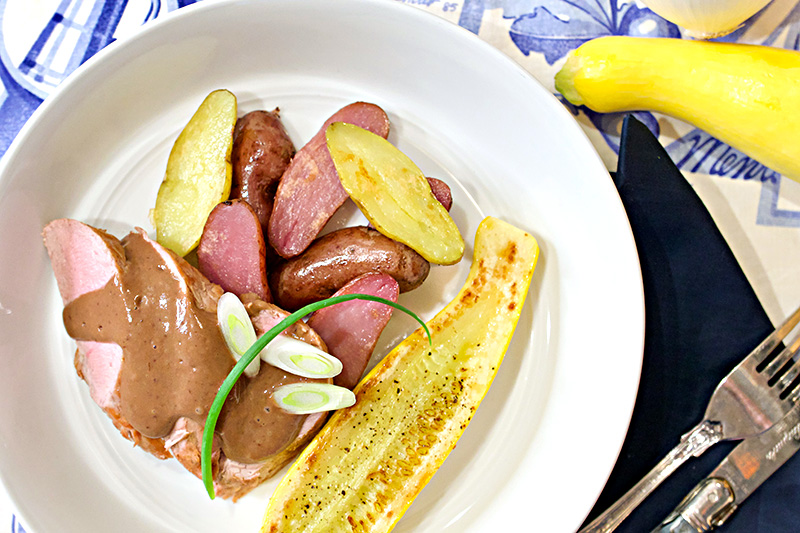 Roasted Pork Tenderloin with Balsamic Port Sauce recipe from Dr. Gourmet