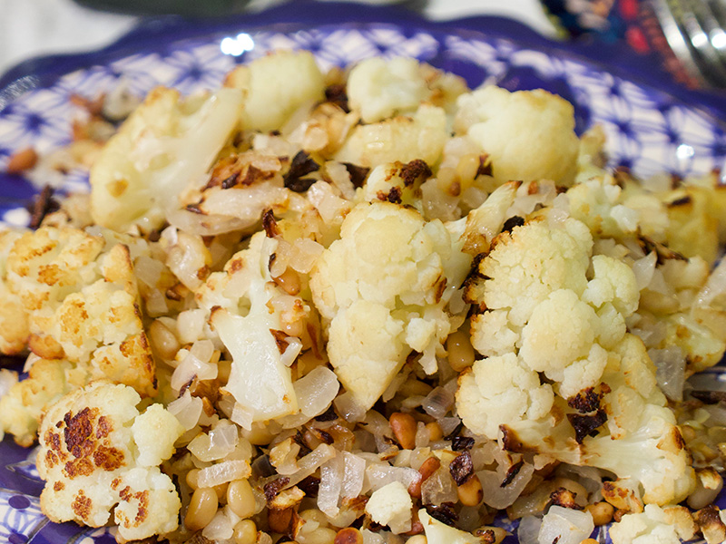 Roasted Cauliflower with Pine Nuts recipe from Dr. Gourmet