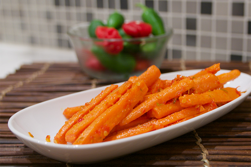 Sambal Roasted Carrots recipe from Dr. Gourmet