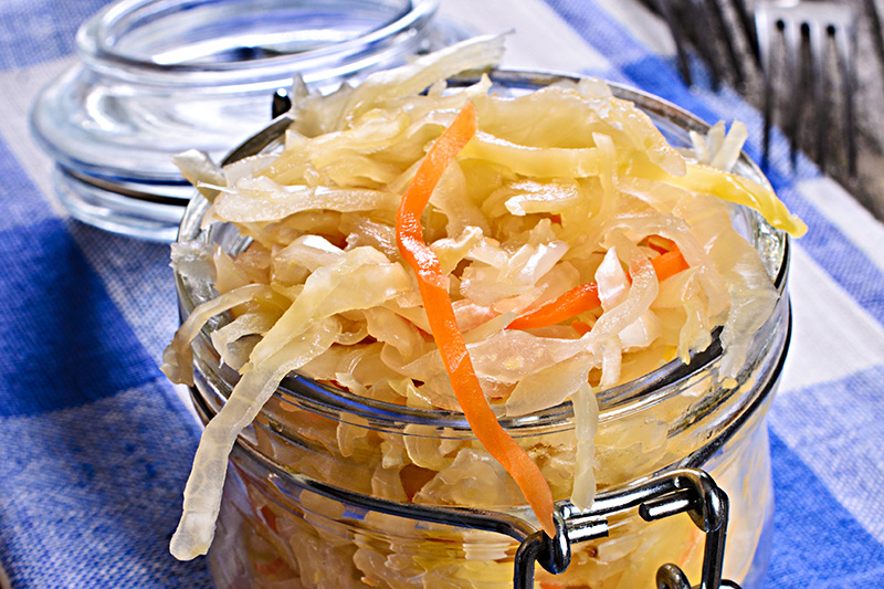 sauerkraut in a glass jar