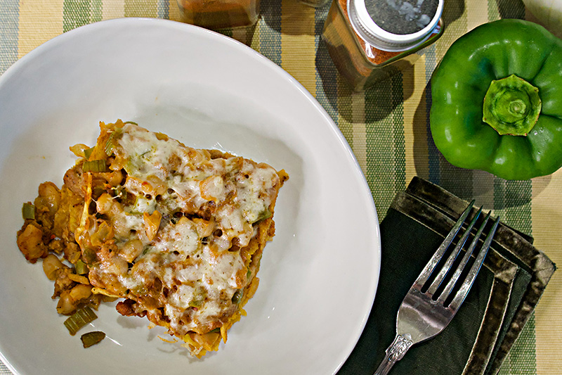 Sausage and White Bean Tortilla Casserole recipe from Dr. Gourmet