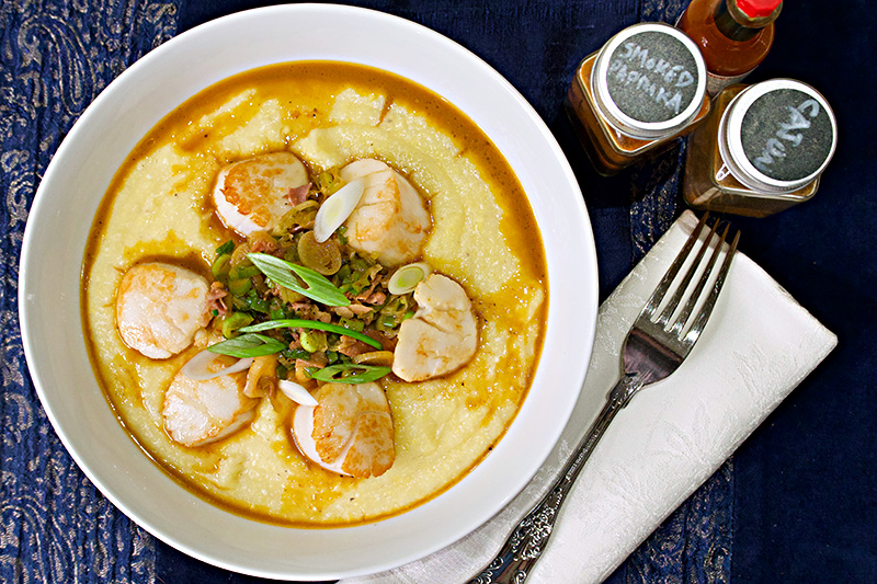 Scallops and Grits recipe from Dr. Gourmet