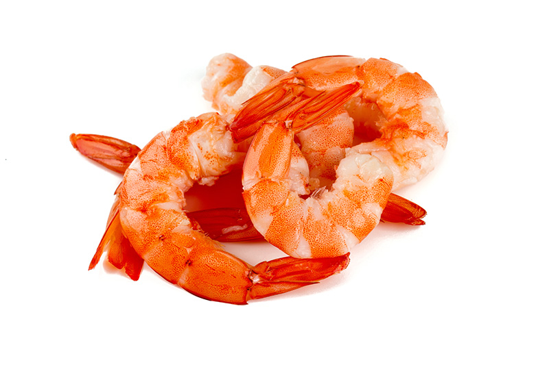 freshly steamed peeled shrimp