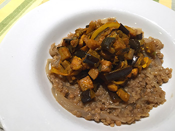 Red Lentils with Smokey Eggplant recipe from Dr. Gourmet