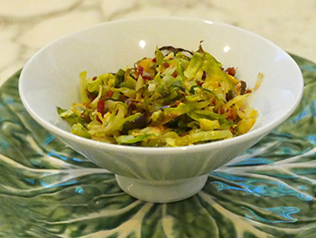 Spicy Shredded Brussels Sprouts recipe from Dr. Gourmet