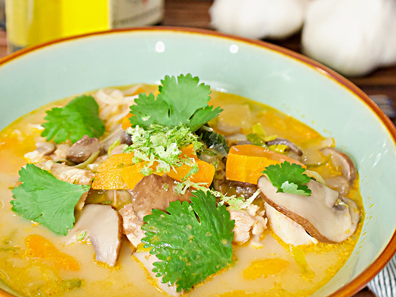 Thai Chicken Noodle Soup recipe from Dr. Gourmet