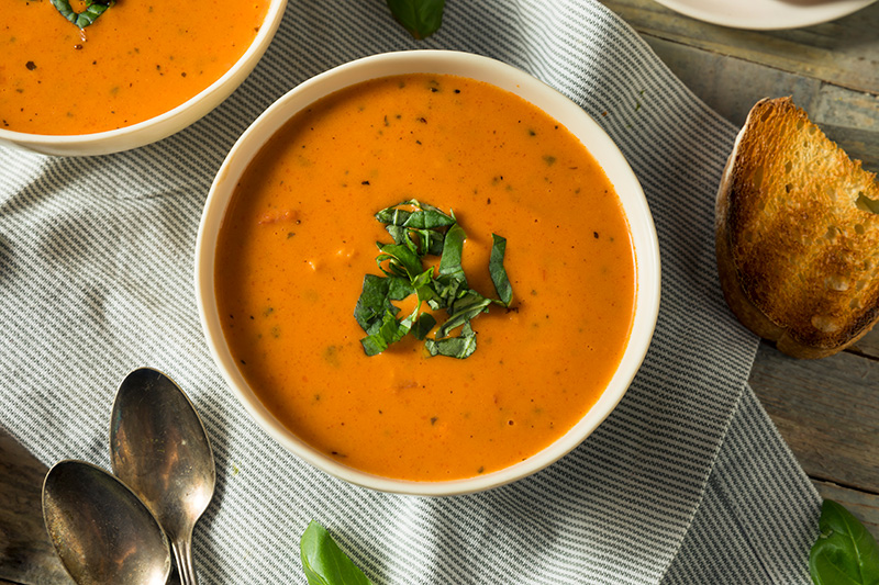 Tomato Basil Soup recipe from Dr. Gourmet