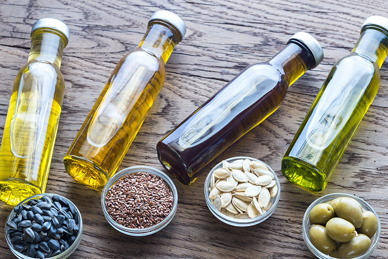 bottles containing various types of vegetable oils