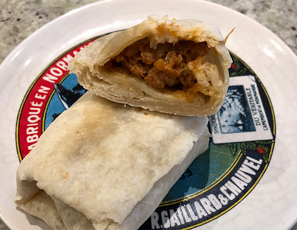 the Mexicali Burrito from Alpha Foods, after cooking